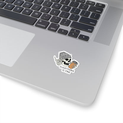 Everything is Fine Skeleton Kiss-Cut Sticker - Fun, Goth Aesthetic Laptop & Decor