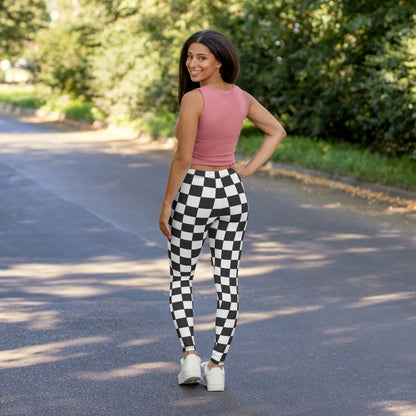 Chic Checkerboard Spandex Leggings for Women, Trendy Activewear, Fitness Pants, Casual Wear, Stylish Yoga Leggings, Holiday Gifts