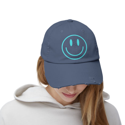 Hat Smiley Face Distressed Cap