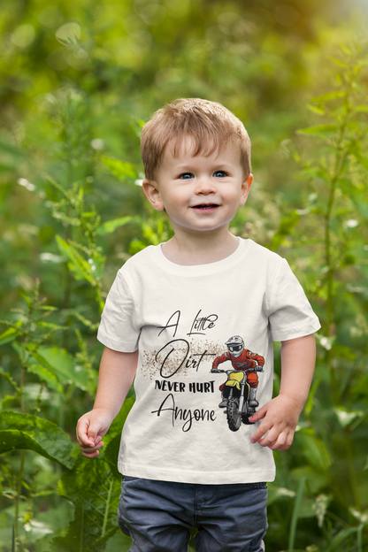 A Little Dirt Never Hurt Anyone Toddler Tee, Cute Kids Motorcycle Shirt, Birthday Gift, Adventure Kids Apparel, Toddler Dirt Bike Tee