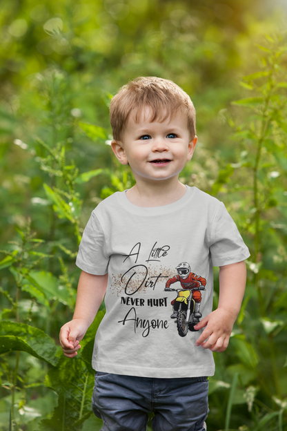 A Little Dirt Never Hurt Anyone Toddler Tee, Cute Kids Motorcycle Shirt, Birthday Gift, Adventure Kids Apparel, Toddler Dirt Bike Tee