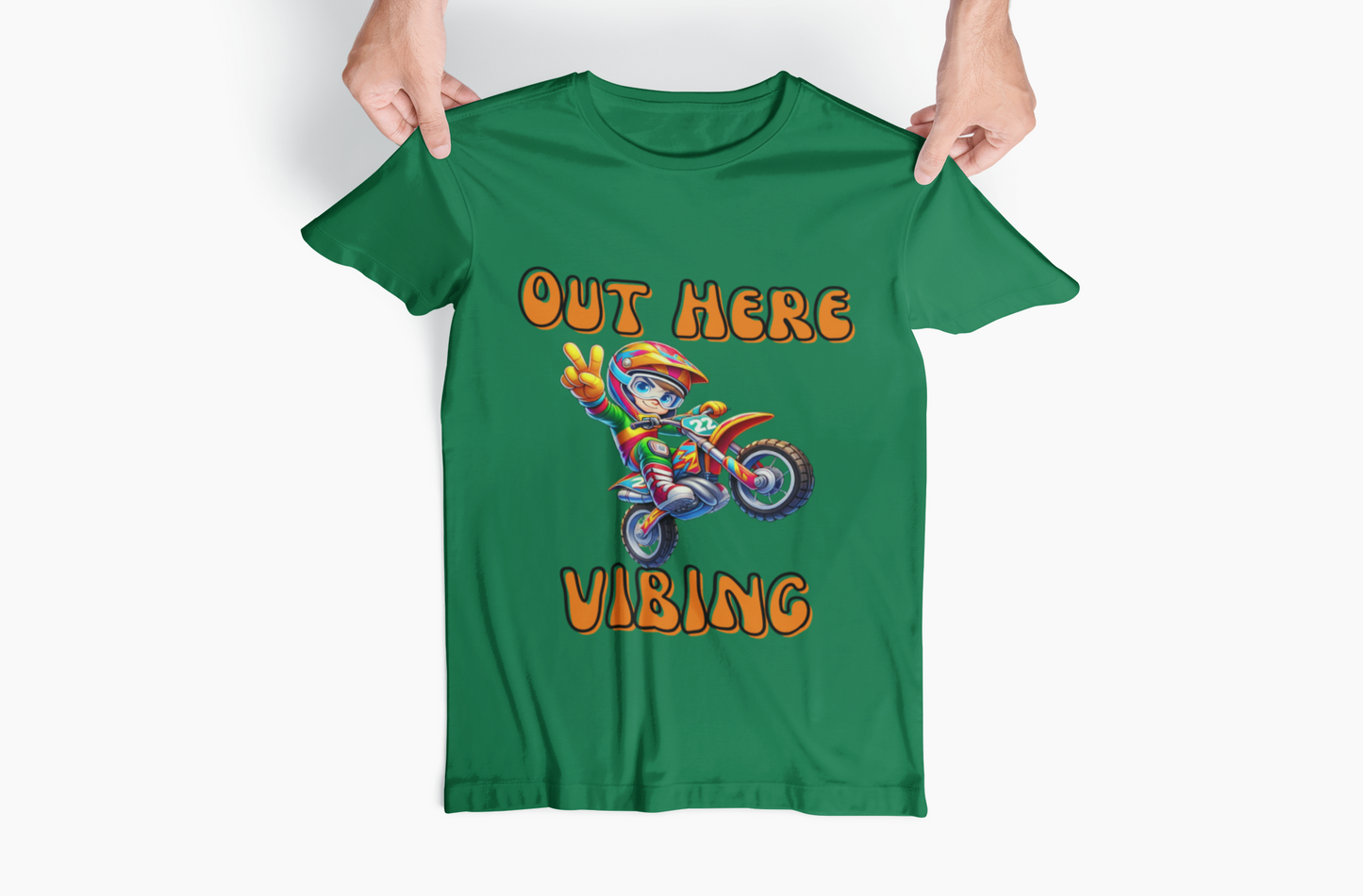 Youth Tee Dirt Bike T-shirt 'Out Here Vibing'