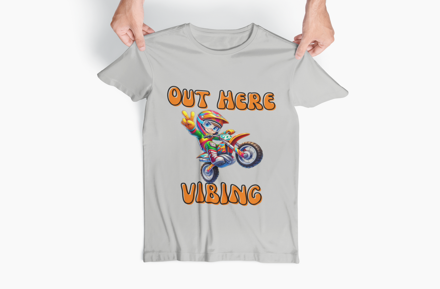 Youth Tee Dirt Bike T-shirt 'Out Here Vibing'