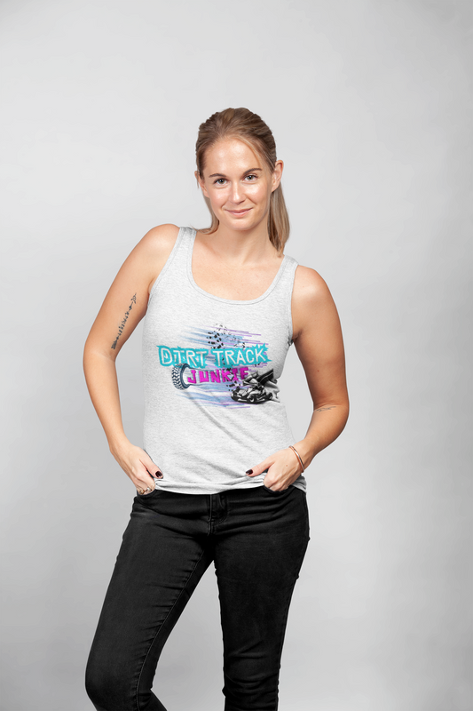 Dirt Track Junkie Tank Top, Ideal Racerback Shirt for Race Fans, Perfect Gift for Drivers, Summer Wear, Racing Events