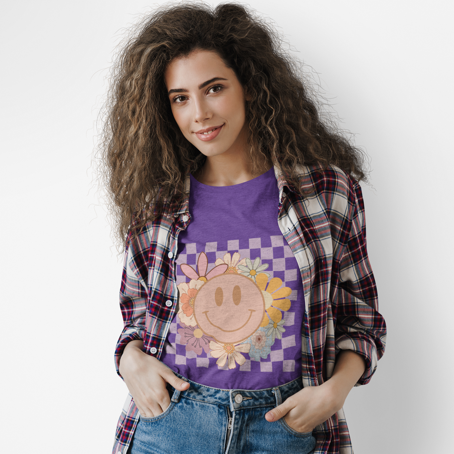 Smiley Flower Women's Softstyle Tee - Cute Floral Graphic T-Shirt for Spring Celebrations