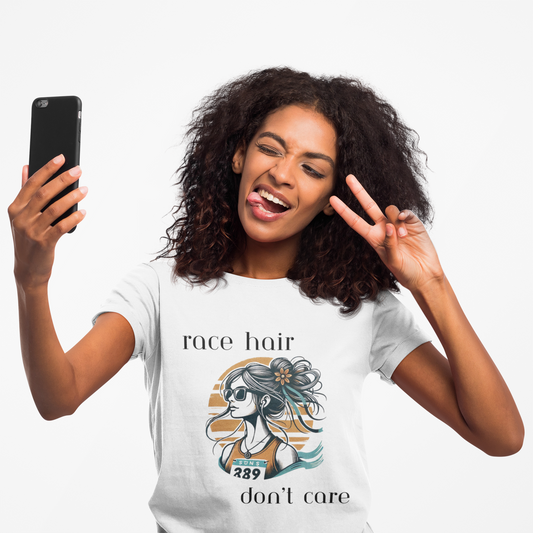 Race Hair Don't Care Women's Tee, Racing T-Shirt, Funny Women's Shirt, Women's Graphic Tee, Gift for Racers