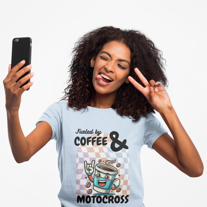 Coffee and Motocross Women's Tee, Fueled by Caffeine T-Shirt, Motorcycle Lover Shirt, Motocross Gifts, Coffee Lover Apparel