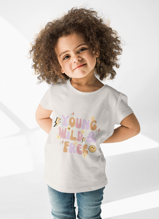 Kids Tee - Young, Wild & Free Toddler Short Sleeve Shirt