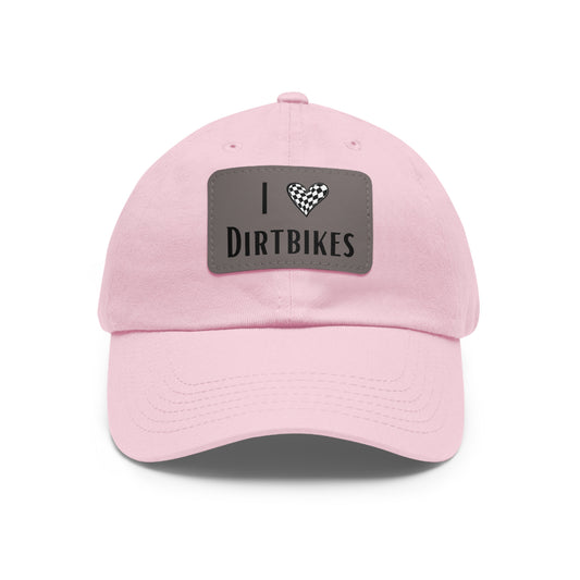 I Love Dirtbikes Dad Hat with Leather Patch - Perfect Gift for Motorsports Enthusiasts